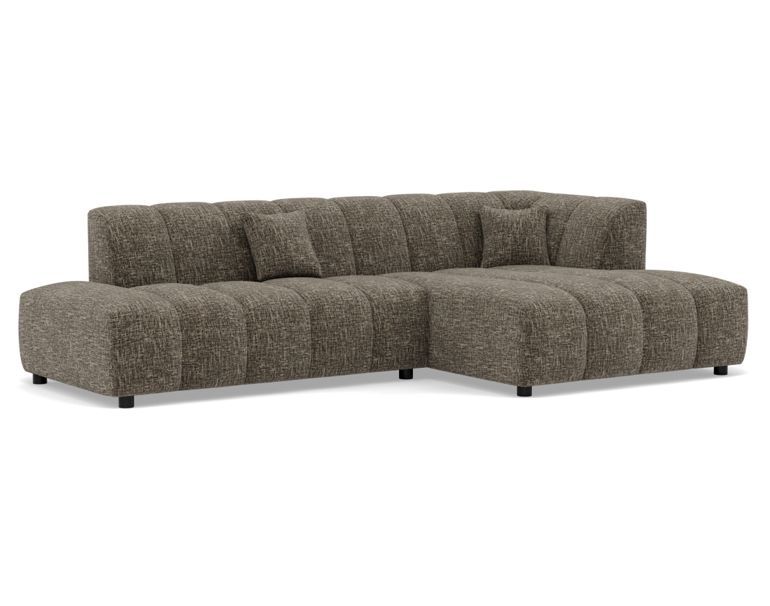 Canapé d'angle droit 4 places sans accoudoir en tissu texturé Curtis