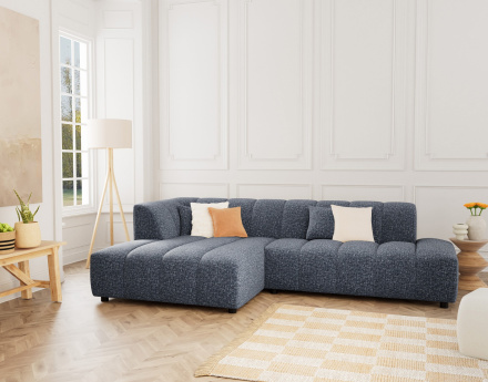 Canapé d'angle gauche 4 places sans accoudoir en tissu texturé Curtis