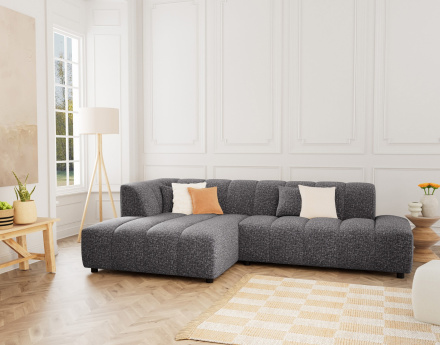 Canapé d'angle gauche 4 places sans accoudoir en tissu texturé Curtis