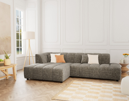 Canapé d'angle gauche 4 places sans accoudoir en tissu texturé Curtis