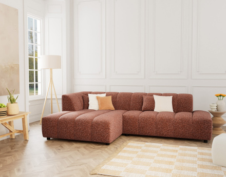 Canapé d'angle gauche 4 places sans accoudoir en tissu texturé Curtis