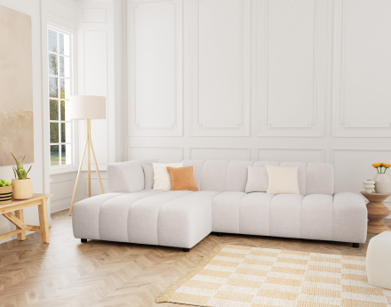 Canapé d'angle gauche 4 places sans accoudoir en tissu texturé Curtis