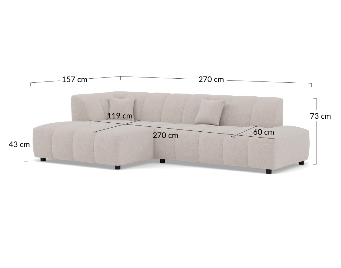 Canapé d'angle gauche 4 places sans accoudoir en tissu texturé Curtis
