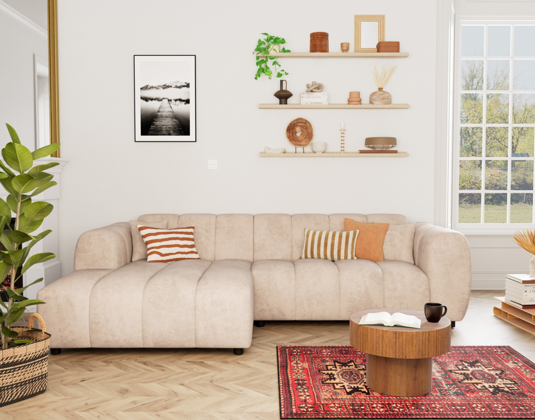 Canapé d'angle gauche 4 places en simili Curtis Canapé d'angle gauche 4 places en simili Curtis