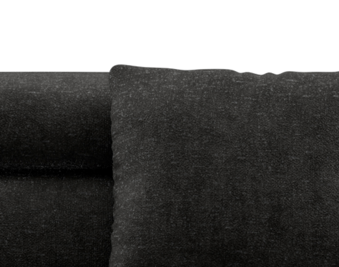 Canapé d'angle droit 5 places convertible avec coffre et têtières réglables en velours texturé Margaux Canapé d'angle droit 5 places convertible avec coffre et têtières réglables en velours texturé Margaux