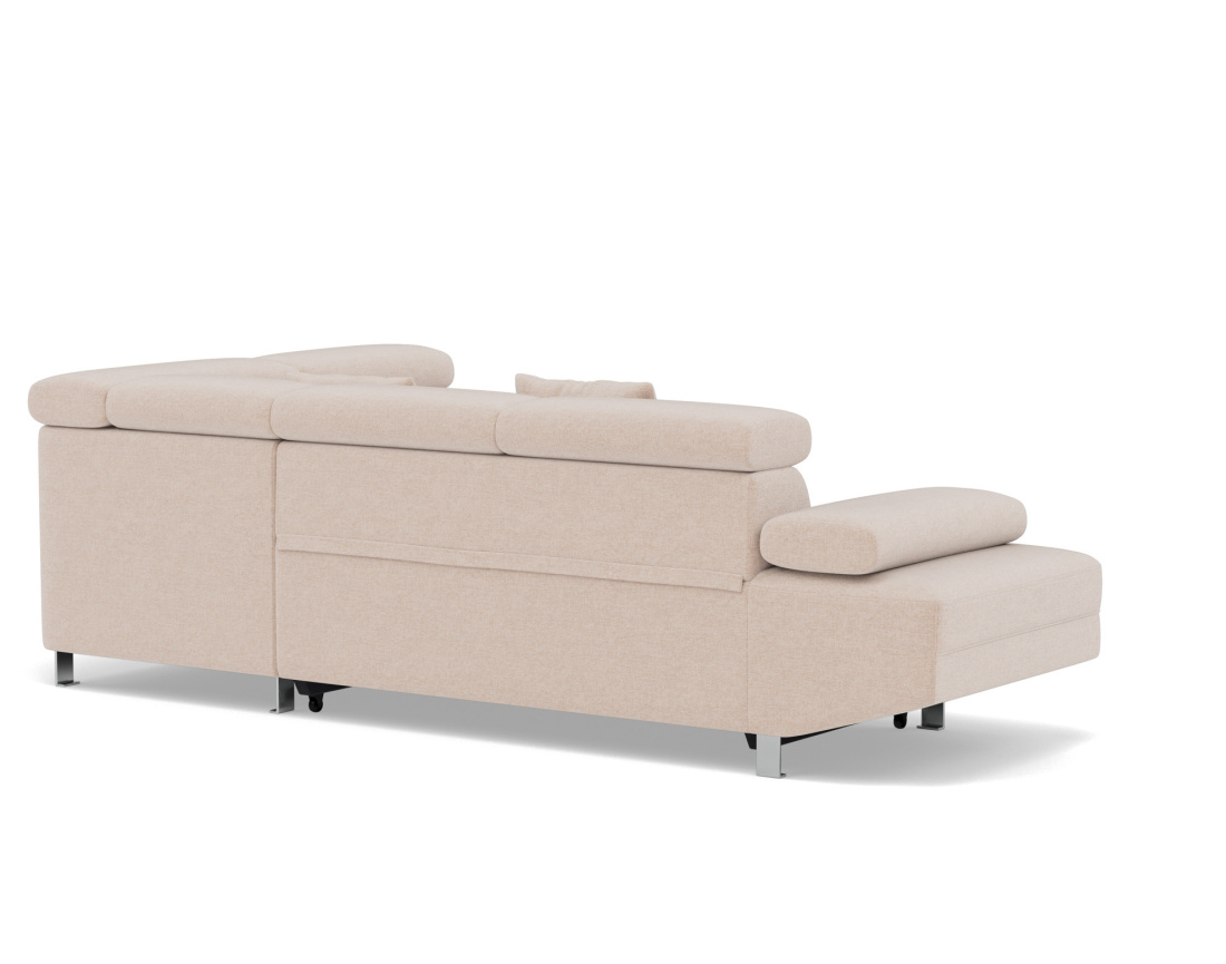 Canapé d'angle droit 5 places convertible avec coffre et têtières réglables en velours texturé Margaux