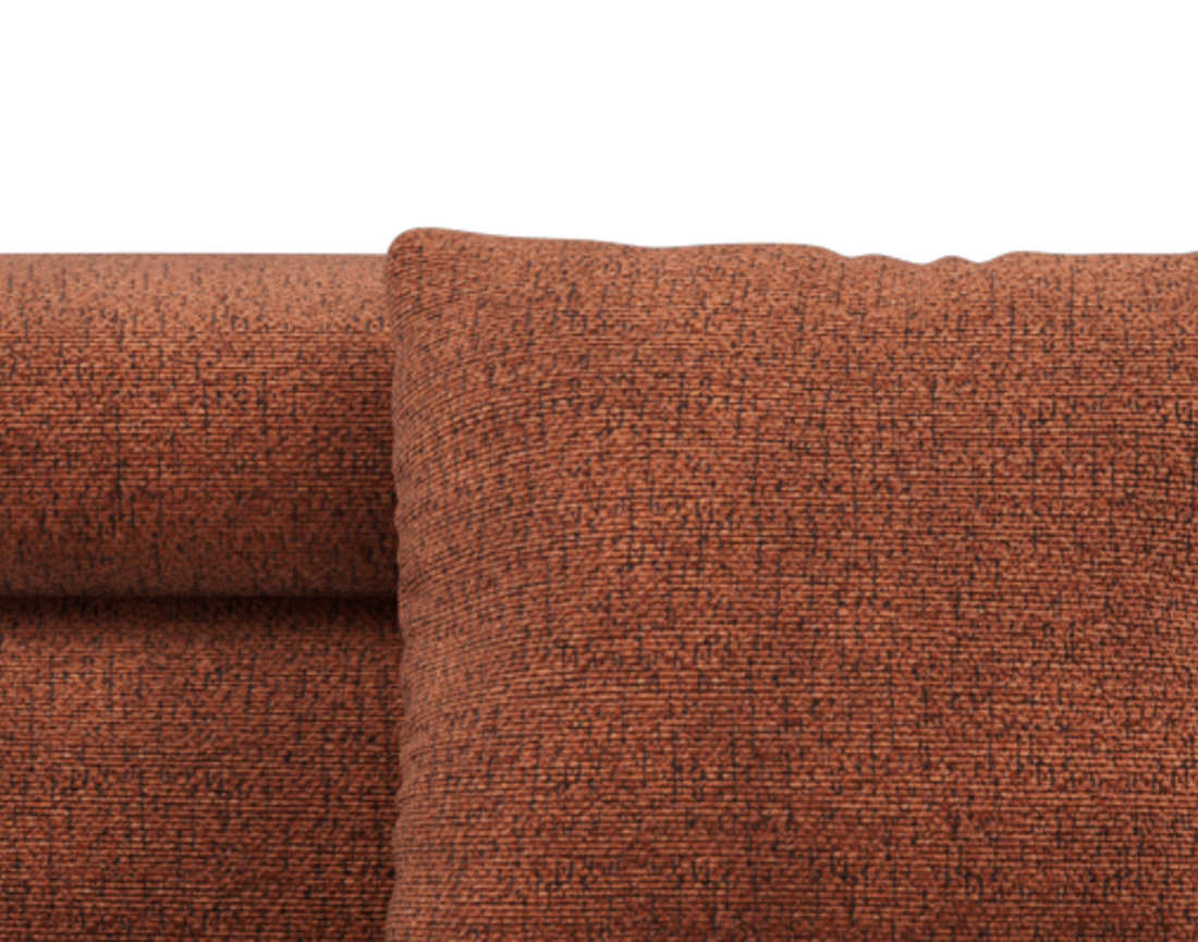 Canapé d'angle droit 5 places convertible avec coffre et têtières réglables en velours texturé Margaux Canapé d'angle droit 5 places convertible avec coffre et têtières réglables en velours texturé Margaux
