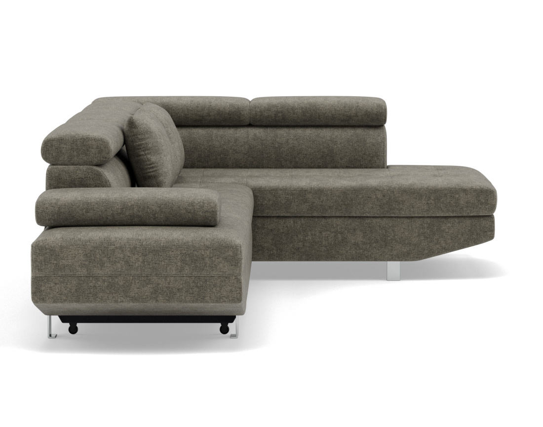 Canapé d'angle droit 5 places convertible avec coffre et têtières réglables en velours texturé Margaux