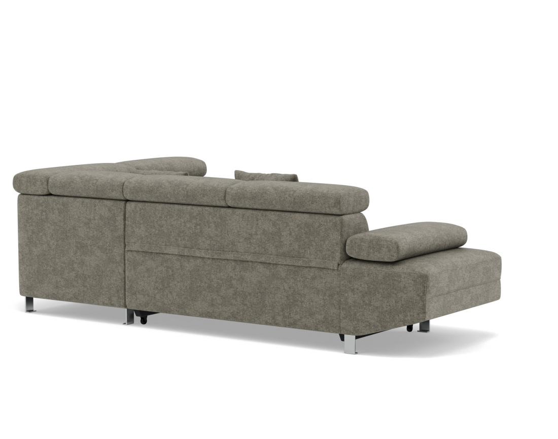 Canapé d'angle droit 5 places convertible avec coffre et têtières réglables en velours texturé Margaux
