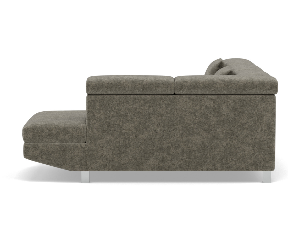 Canapé d'angle droit 5 places convertible avec coffre et têtières réglables en velours texturé Margaux