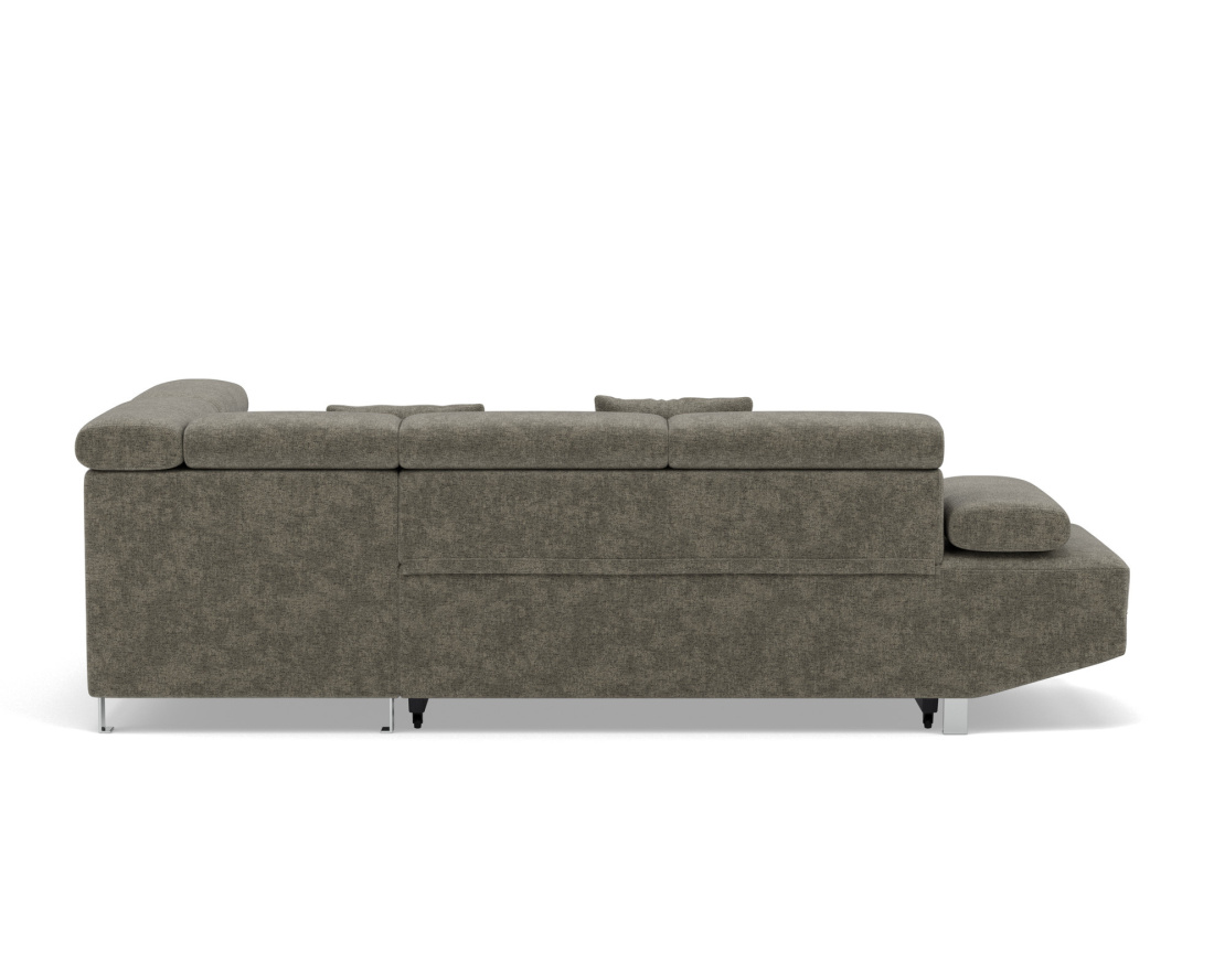 Canapé d'angle droit 5 places convertible avec coffre et têtières réglables en velours texturé Margaux