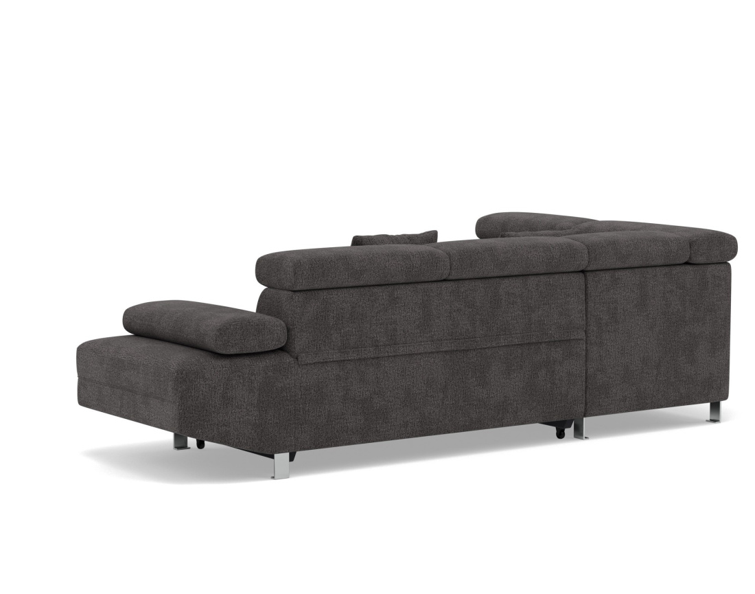 Canapé d'angle gauche 5 places convertible avec coffre et têtières réglables en velours texturé Margaux