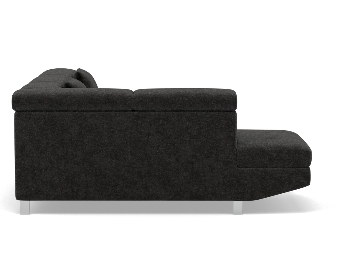 Canapé d'angle gauche 5 places convertible avec coffre et têtières réglables en velours texturé Margaux Canapé d'angle gauche 5 places convertible avec coffre et têtières réglables en velours texturé Margaux