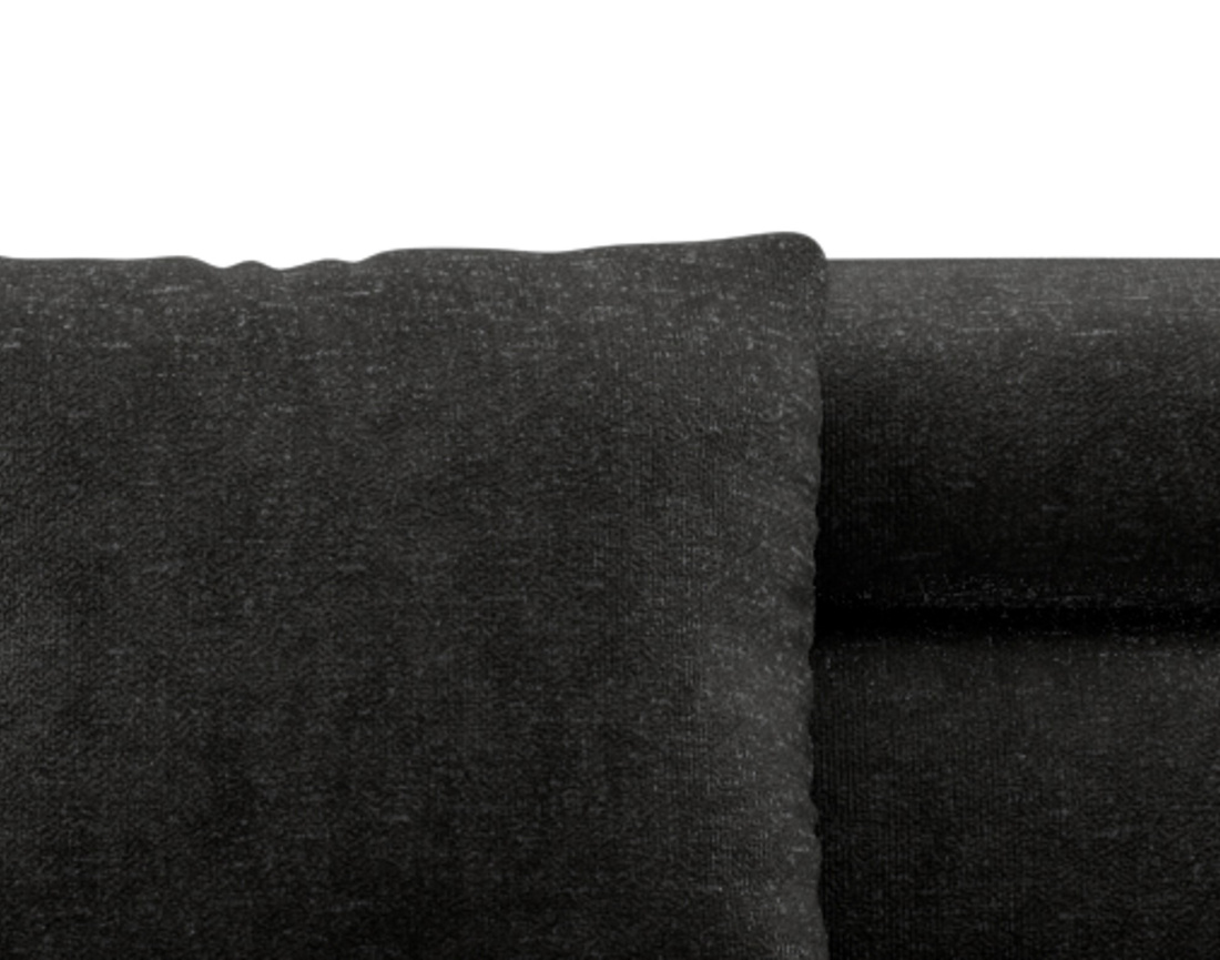 Canapé d'angle gauche 5 places convertible avec coffre et têtières réglables en velours texturé Margaux Canapé d'angle gauche 5 places convertible avec coffre et têtières réglables en velours texturé Margaux