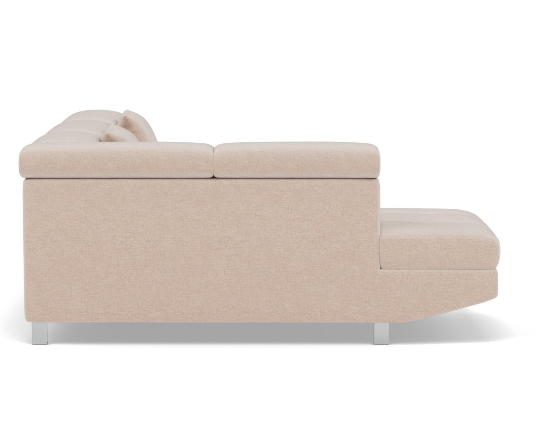 Canapé d'angle gauche 5 places convertible avec coffre et têtières réglables en velours texturé Margaux Canapé d'angle gauche 5 places convertible avec coffre et têtières réglables en velours texturé Margaux