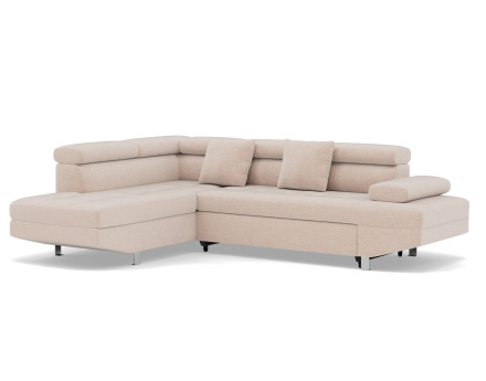 Canapé d'angle gauche 5 places convertible avec coffre et têtières réglables en velours texturé Margaux