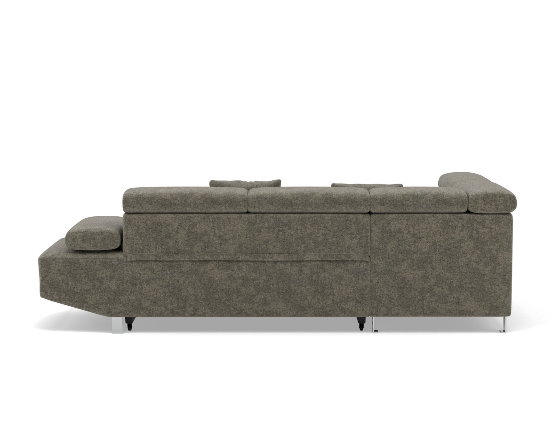 Canapé d'angle gauche 5 places convertible avec coffre et têtières réglables en velours texturé Margaux