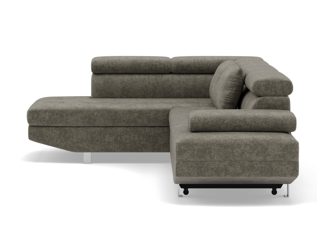 Canapé d'angle gauche 5 places convertible avec coffre et têtières réglables en velours texturé Margaux