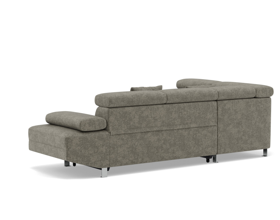 Canapé d'angle gauche 5 places convertible avec coffre et têtières réglables en velours texturé Margaux