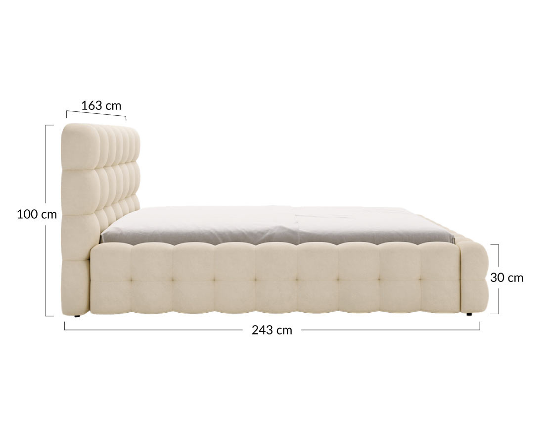 Lit coffre 140x200 cm sommier inclus en velours Darling