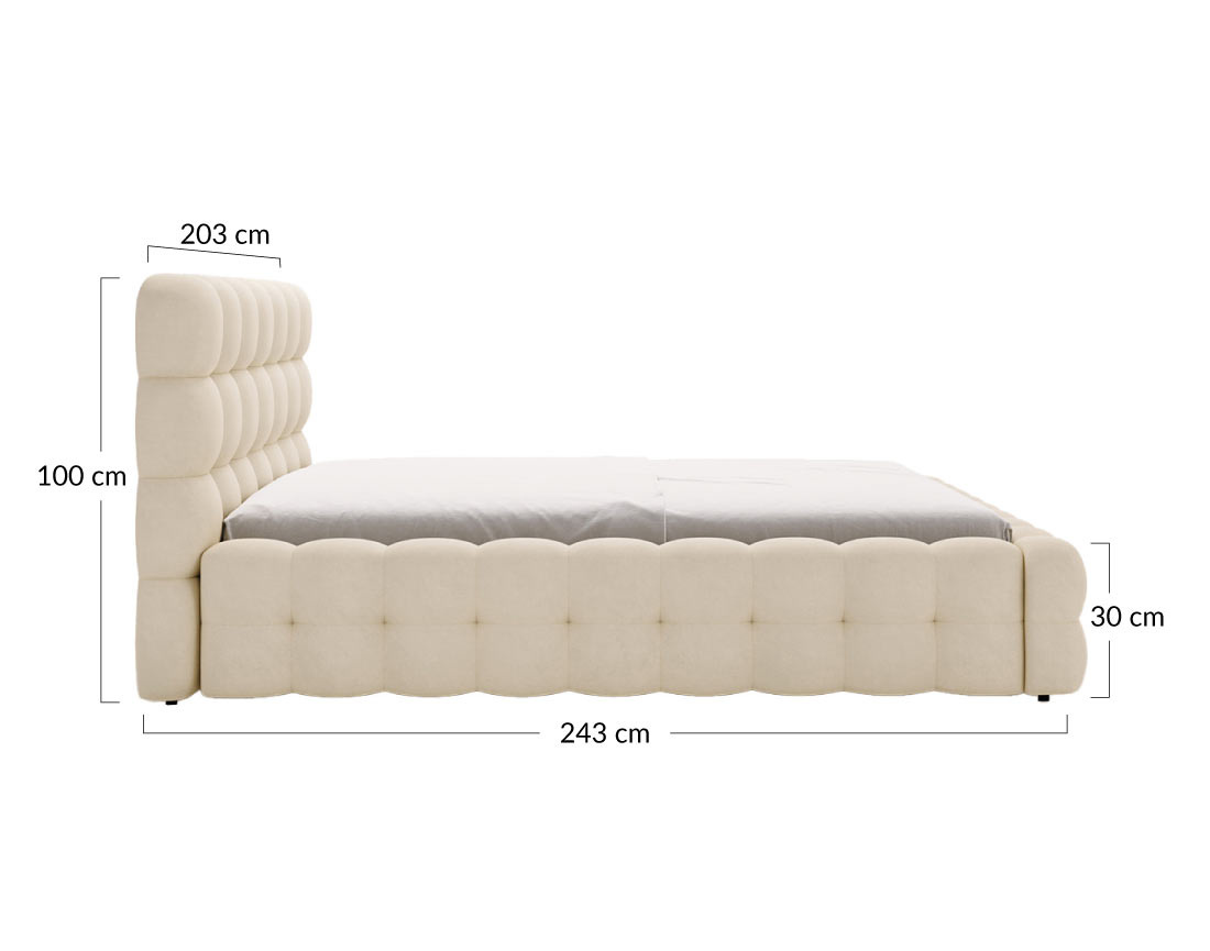 Lit coffre 180x200 cm sommier inclus en velours Darling