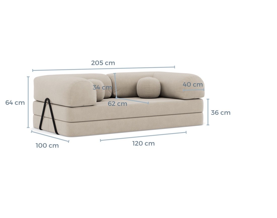 Canapé 3 places convertible en velours texturé Nebula