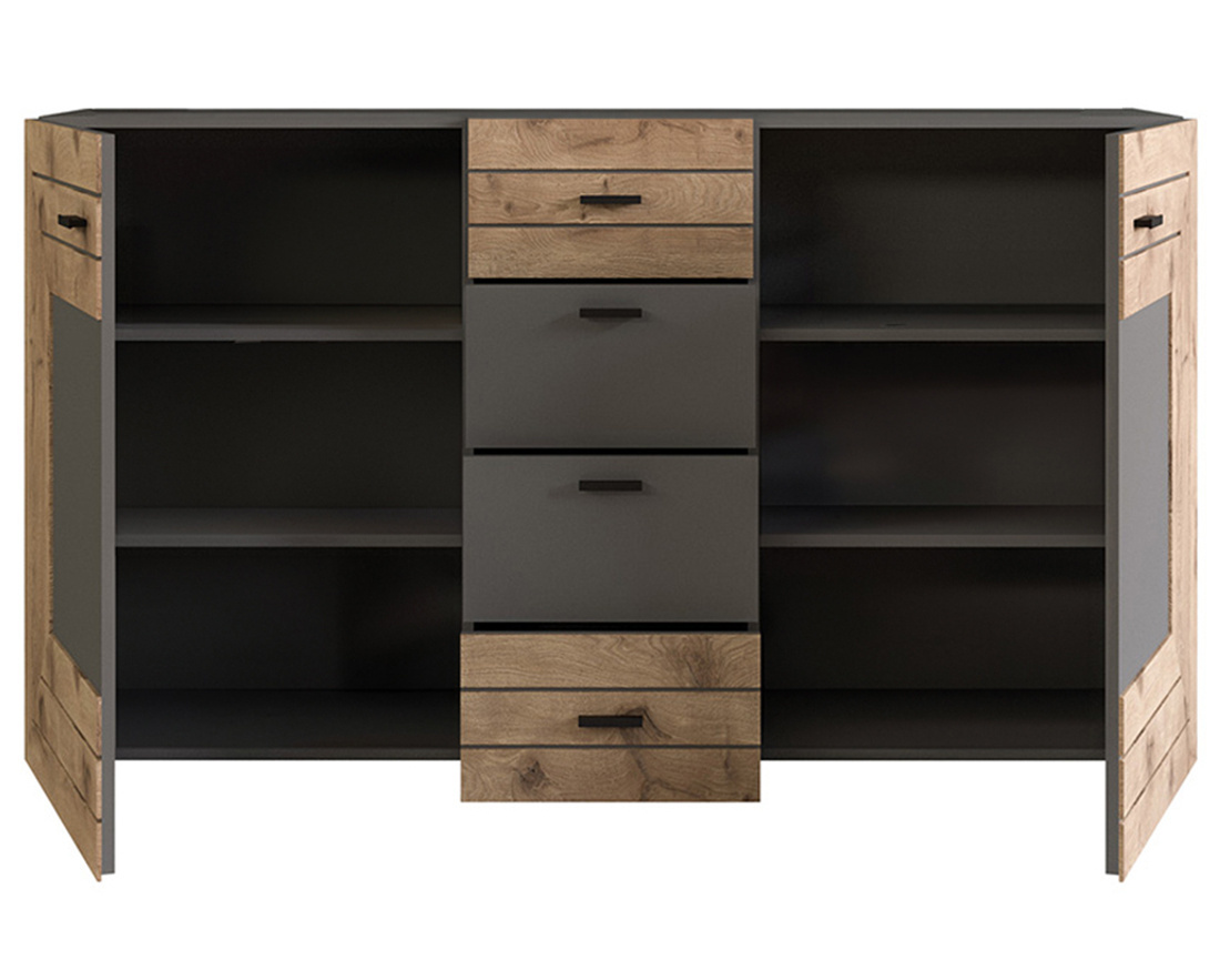 Buffet bas gris et bois 160 cm Wexford