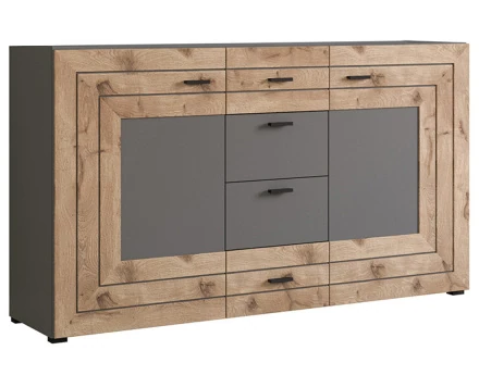 Buffet bas gris et bois 160 cm Wexford