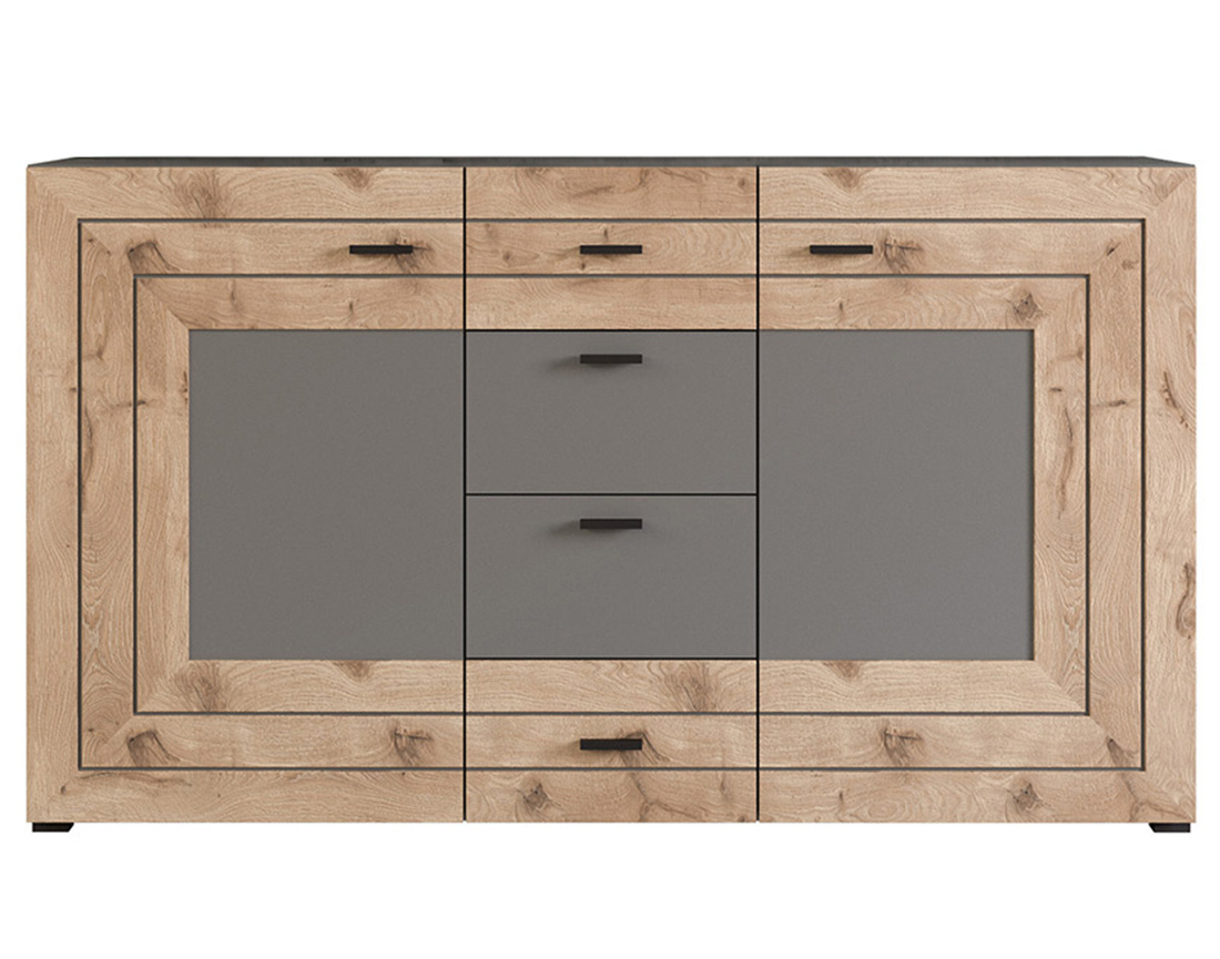 Buffet bas gris et bois 160 cm Wexford