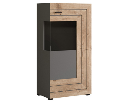 Vitrine gris et bois 60x117 cm Wexford