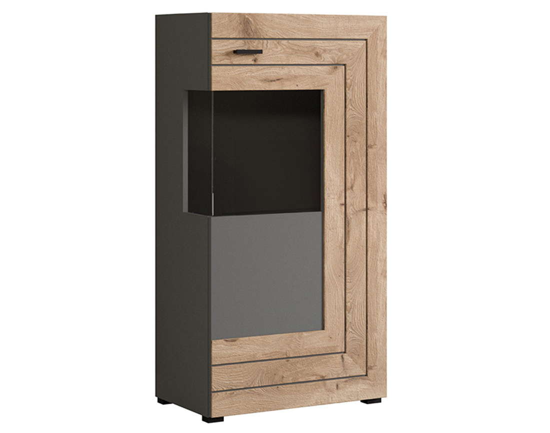 Vitrine gris et bois 60x117 cm Wexford
