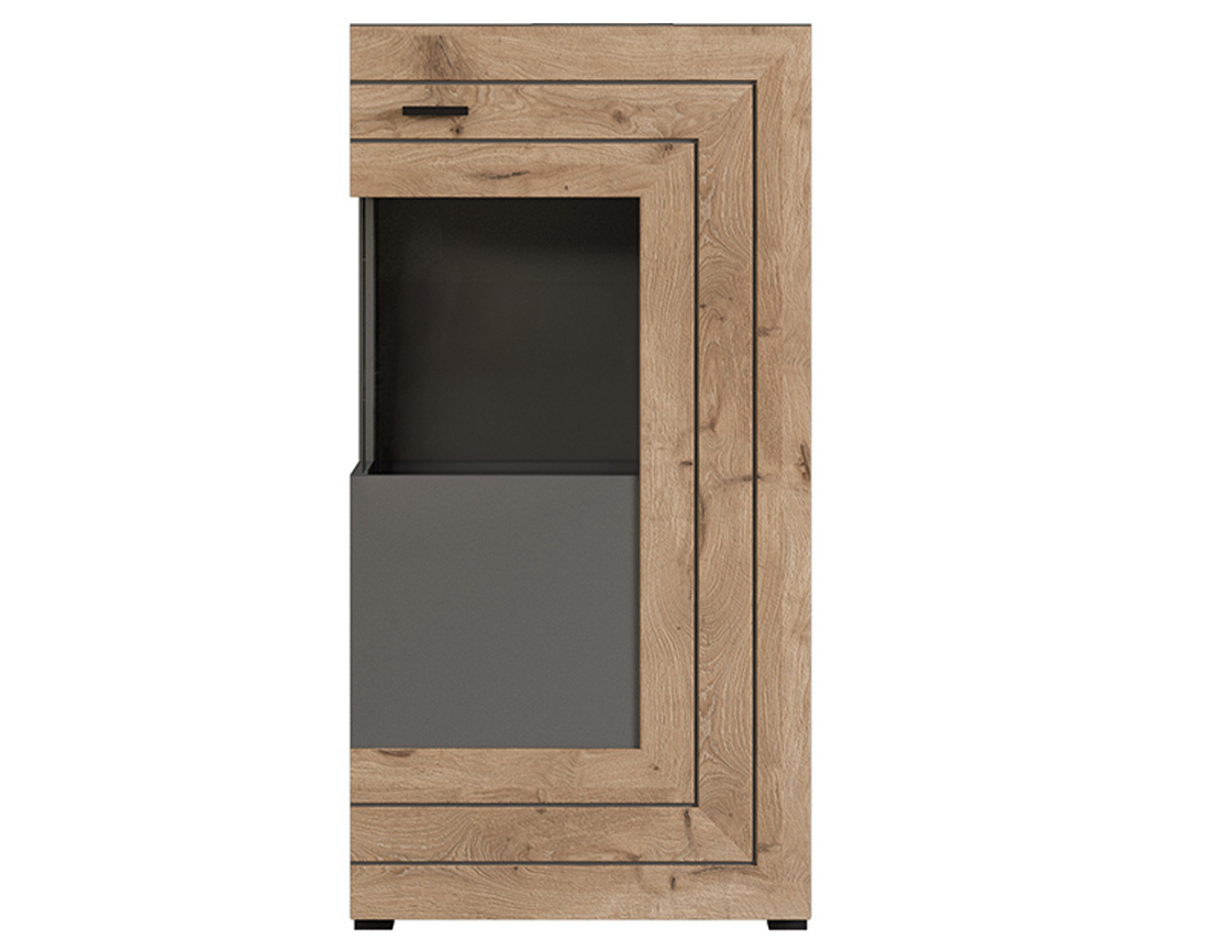 Vitrine gris et bois 60x117 cm Wexford