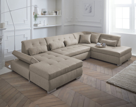 Canapé panoramique d'angle droit 7 places XXL Vermont