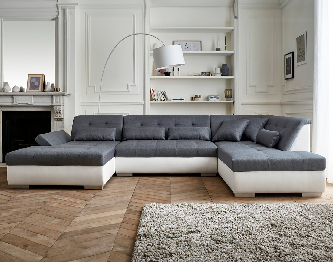 Canapé panoramique d'angle droit 7 places XXL Vermont