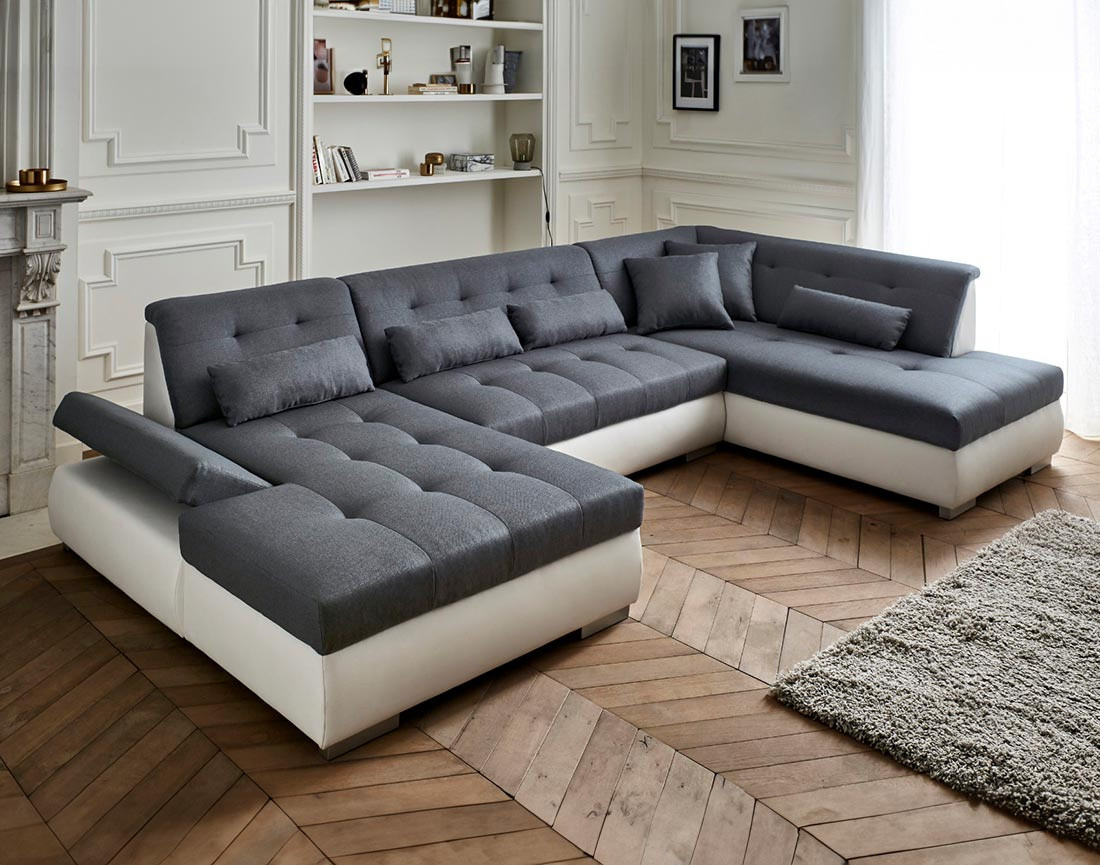 Canapé panoramique d'angle droit 7 places XXL Vermont