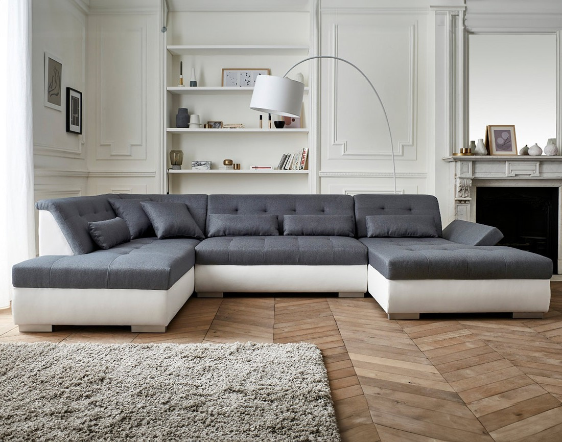 Canapé panoramique d'angle gauche 7 places XXL Vermont