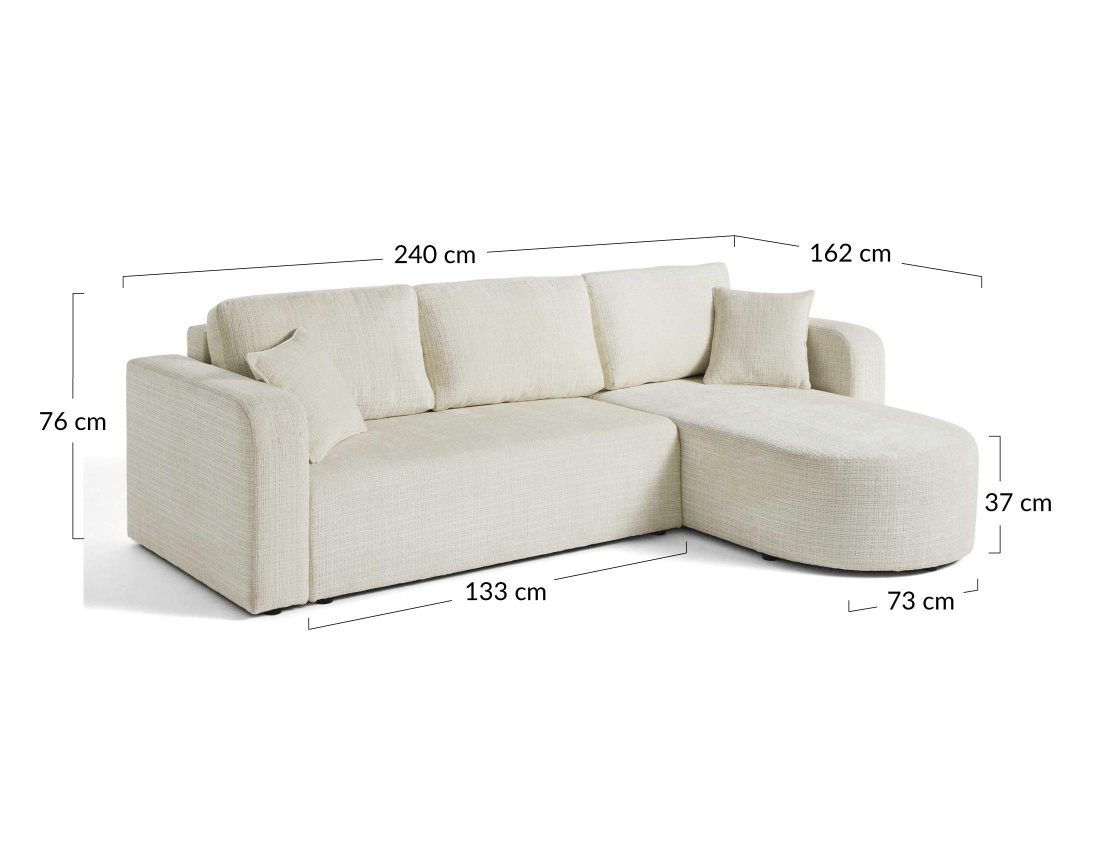 Canapé d'angle réversible 4 places convertible avec coffre en velours texturé Miro