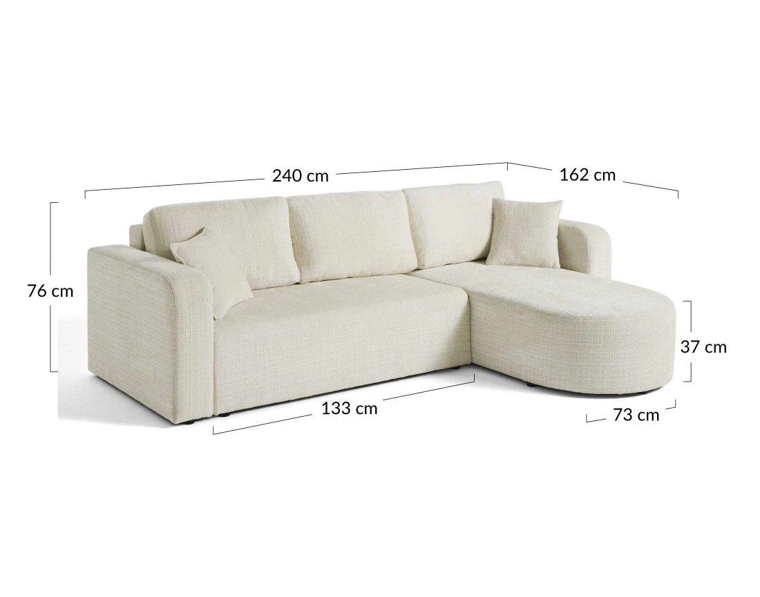 Canapé d'angle réversible 4 places convertible avec coffre en velours texturé Miro