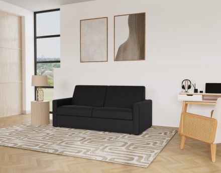 Canapé 3 places convertible couchage quotidien matelas 18 cm en tissu Julia