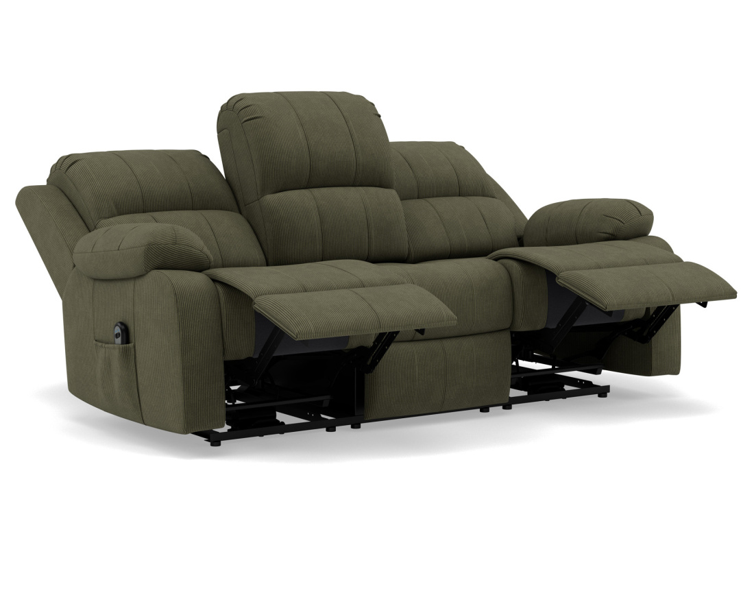 Canapé 3 places relax électrique en velours côtelé Armand