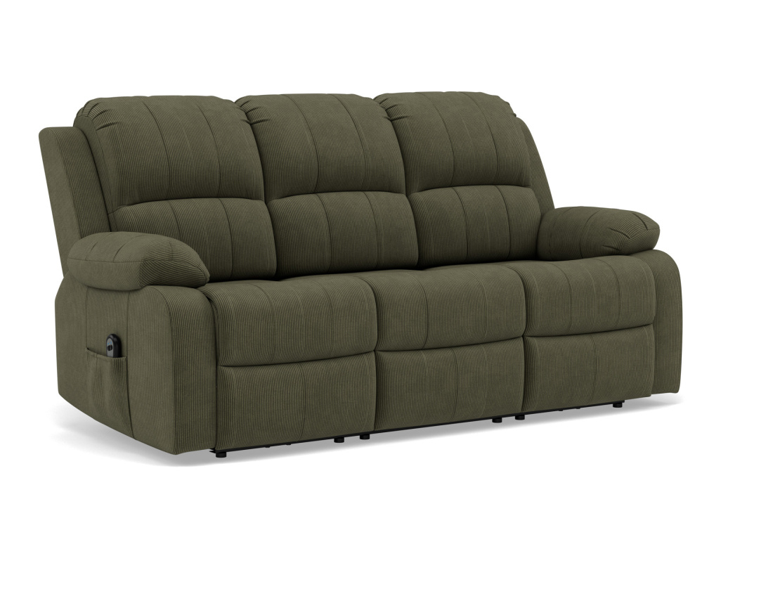 Canapé 3 places relax électrique en velours côtelé Armand