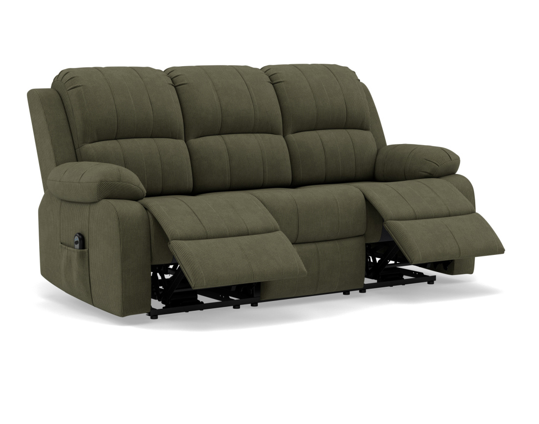 Canapé 3 places relax électrique en velours côtelé Armand