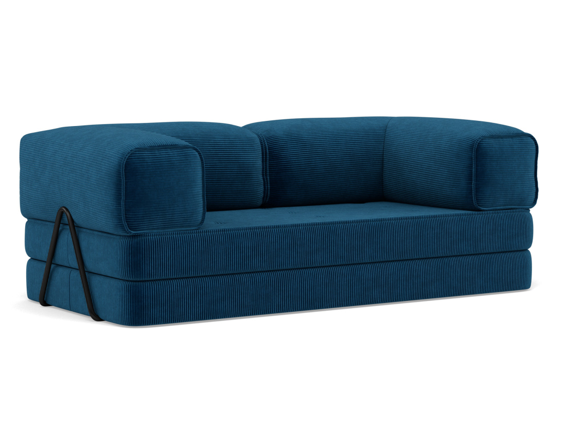 Canapé 3 places convertible en velours côtelé Poppy