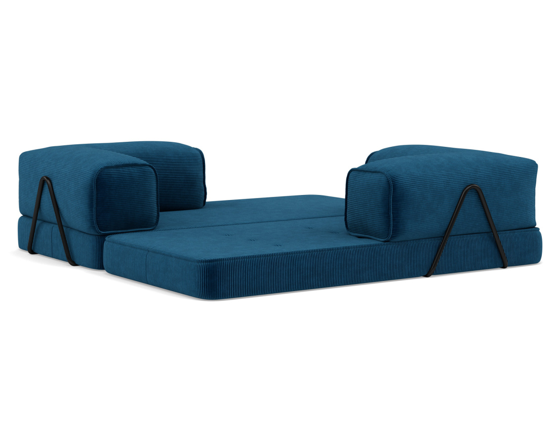 Canapé 3 places convertible en velours côtelé Poppy