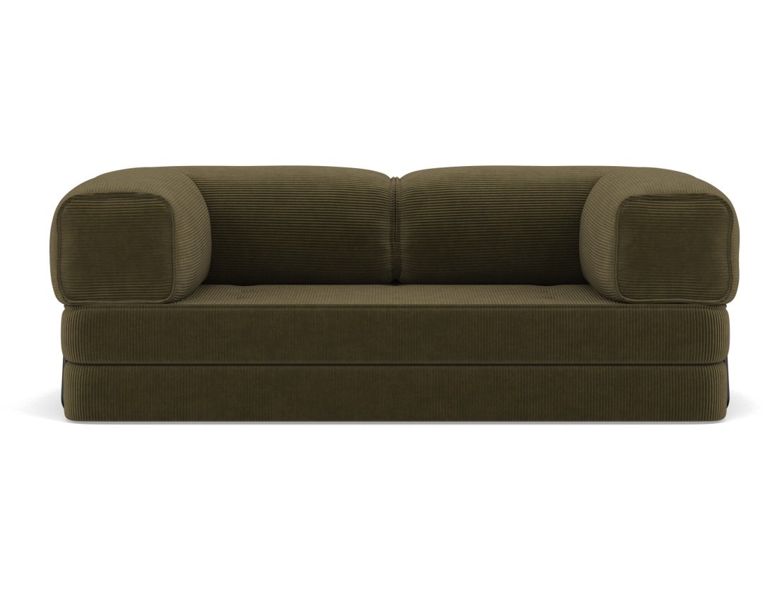 Canapé 3 places convertible en velours côtelé Poppy