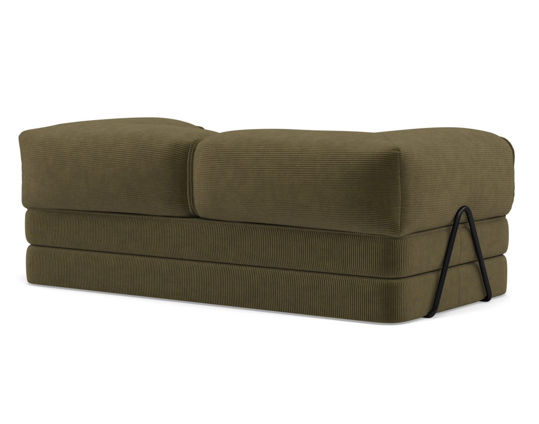 Canapé 3 places convertible en velours côtelé Poppy