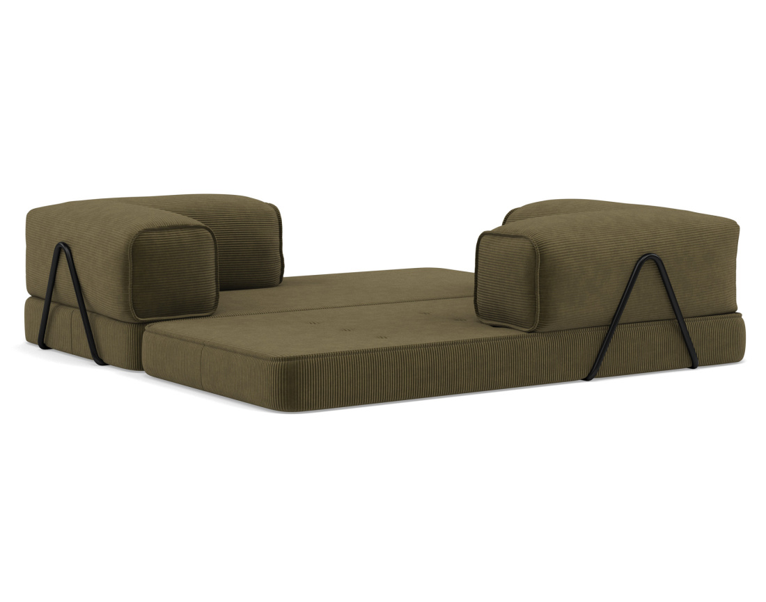 Canapé 3 places convertible en velours côtelé Poppy