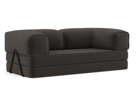 Canapé 3 places convertible en velours côtelé Poppy