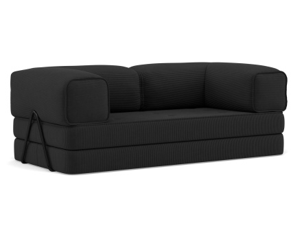 Canapé 3 places convertible en velours côtelé Poppy