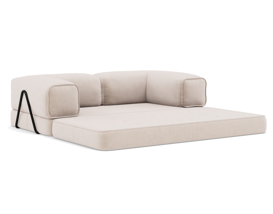 Canapé 3 places convertible en velours côtelé Poppy